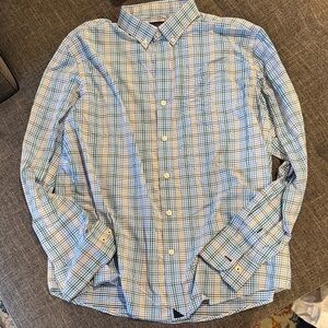 UNTUCKit Men's Blue, Green & White Plaid Button-Down Shirt